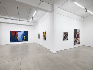 Installation view G2 Kunsthalle with works from the Hildebrand Collection: Daniel Richter, Gregor Hildebrandt, Kristina Schuldt, Murat Önen, Wolfgang Tillmans (f.l.t.r.). Photo: dotgain.info.